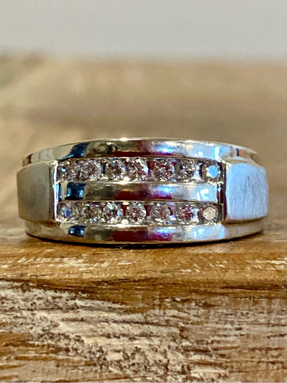 10K White Gold Men's Wedding Band Ring Size 10.25 NDI Brand